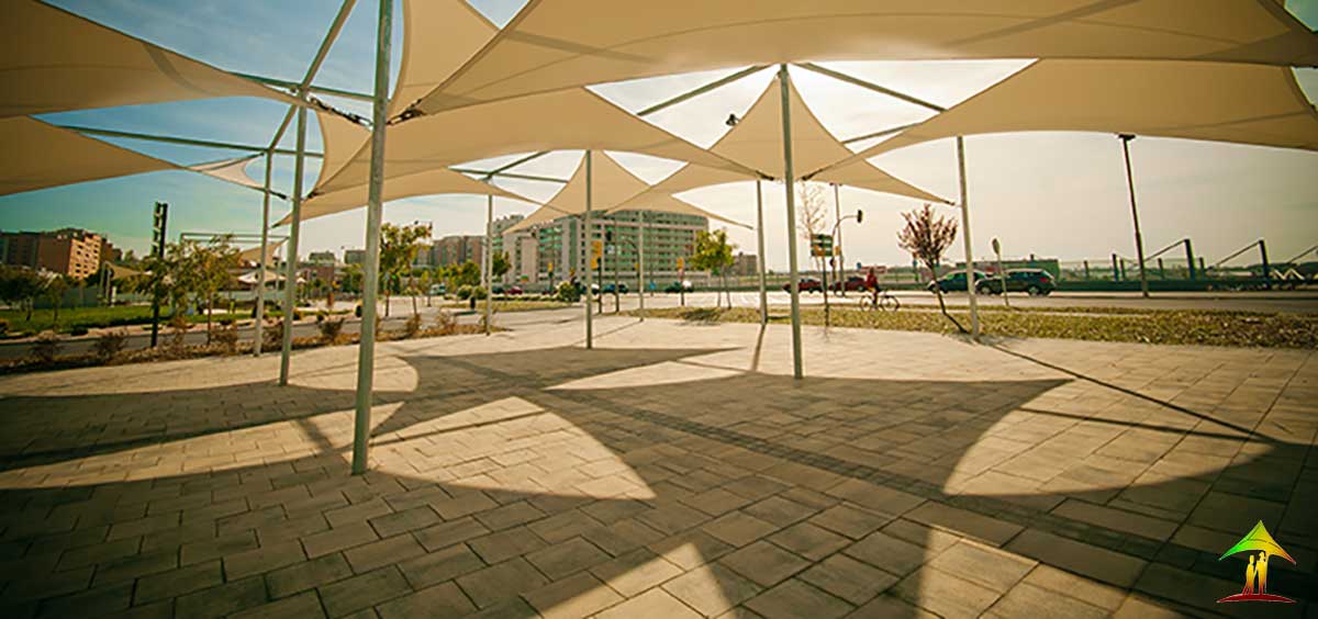 shade sails over public area